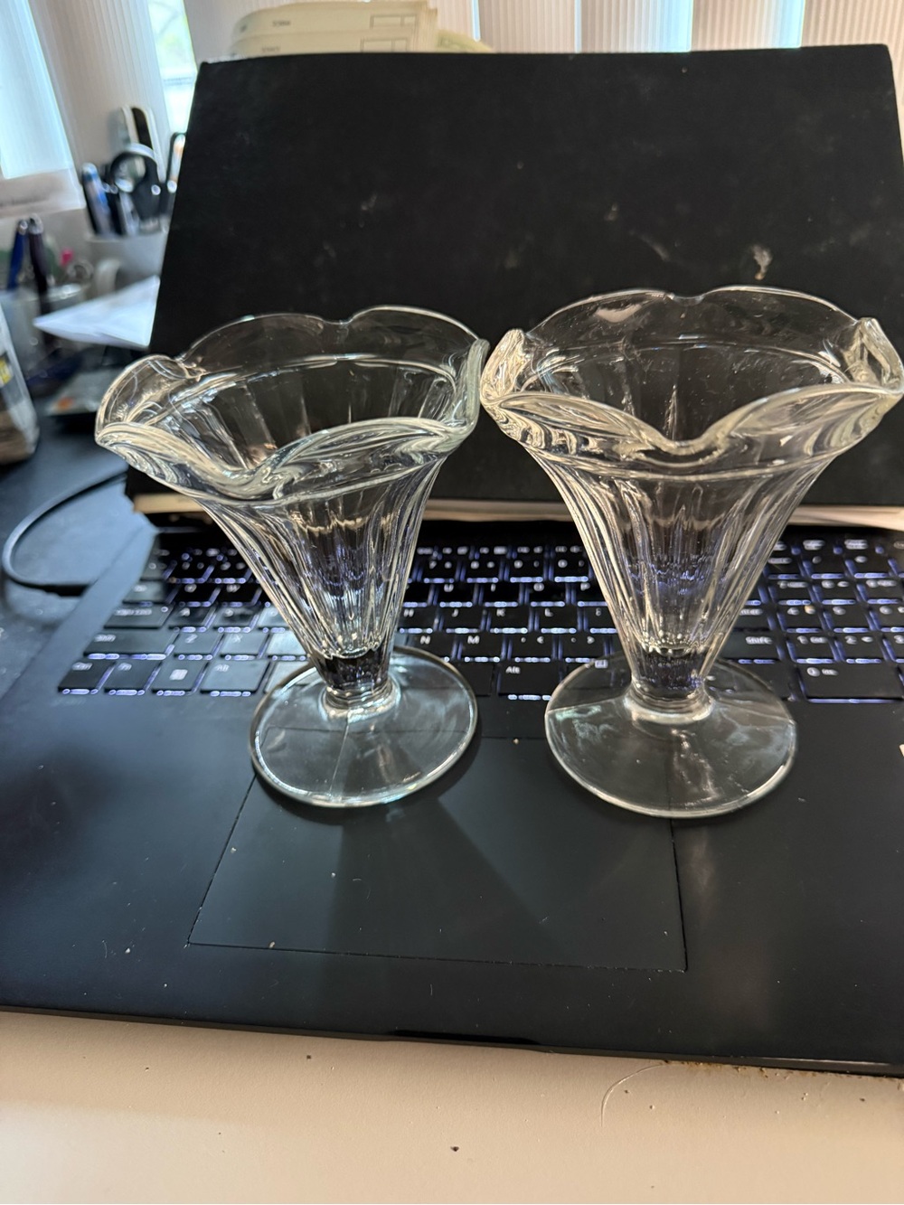 Clear Fluted Glass Dessert pieces - Set of 6